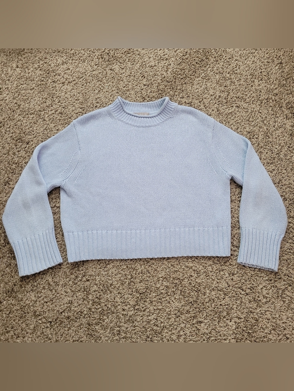 J. Crew Rollneck Sweater Light Sky Blue 100% Cotton BV409 Size Small - Picture 2 of 8